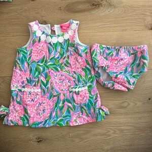 Lilly Pulitzer Pink and Green Kids Casual Dress, 12-18 months